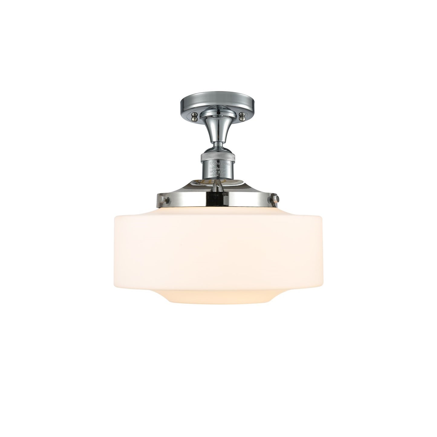 Innovations Bridgeton 12in 1-Light Semi-Flush Mount | Traditional Polished Chrome and Matte White Frosted Glass | Kitchen & | Model 517-1CH-PC-G691-12-LED