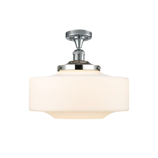 Innovations Bridgeton 16in 1-Light Semi-Flush Mount | Traditional Polished Chrome Steel and Matte White Frosted Glass | Model 517-1CH-PC-G691-16-LED