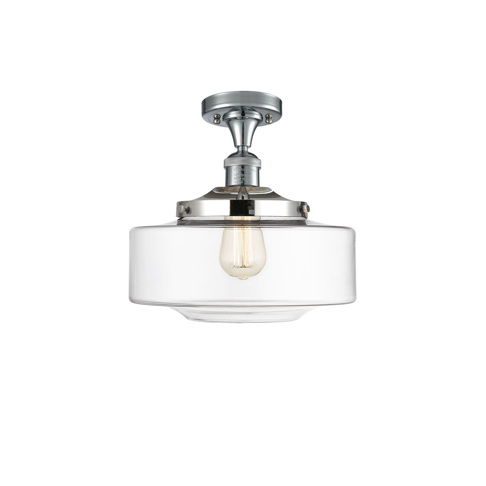 Innovations Bridgeton 12in 1-Light Semi-Flush Mount | Traditional Polished Chrome Steel and Clear Glass | Kitchen & | Model 517-1CH-PC-G692-12-LED