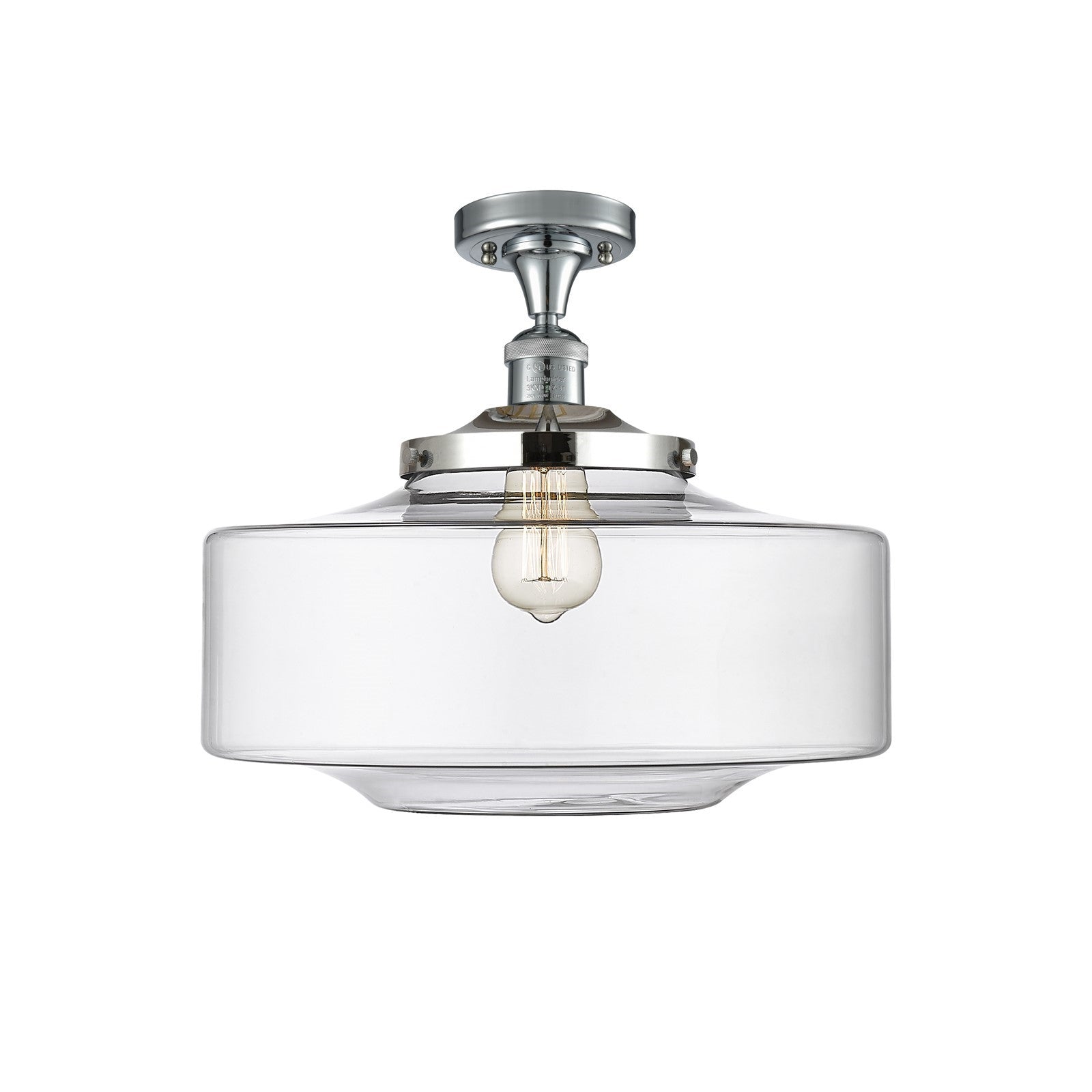 Innovations Bridgeton 16in 1-Light Semi-Flush Mount | Traditional Polished Chrome and Clear Schoolhouse Glass | Entryway & | Model 517-1CH-PC-G692-16