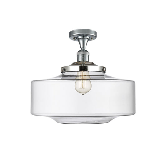 Innovations Bridgeton 16in 1-Light Semi-Flush Mount | Traditional Polished Chrome and Clear Glass | Kitchen & Bathroom Damp | Model 517-1CH-PC-G692-16-LED