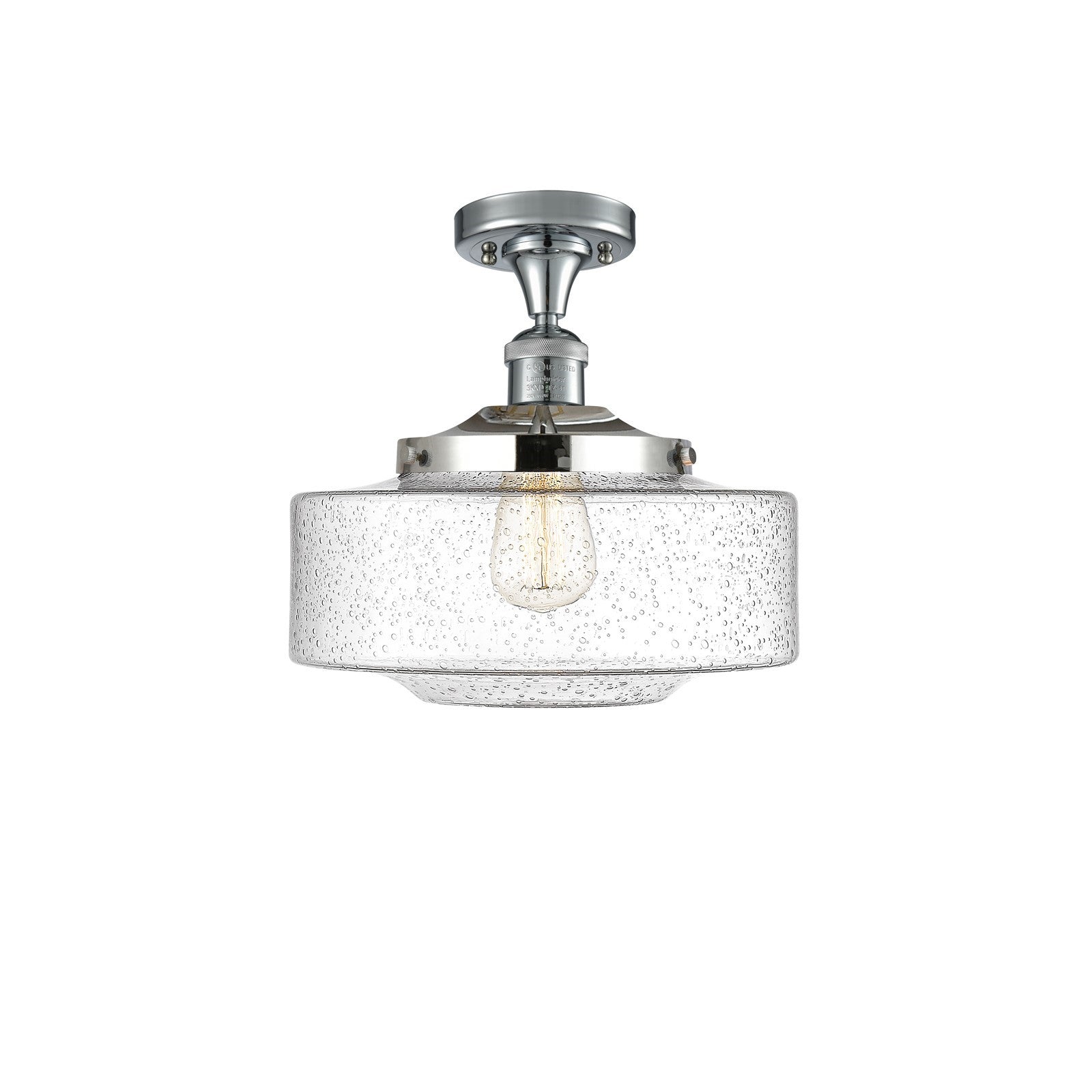 Innovations Bridgeton 12in 1-Light Semi-Flush Mount | Traditional Polished Chrome Steel and Seedy Glass | Entryway & | Model 517-1CH-PC-G694-12-LED