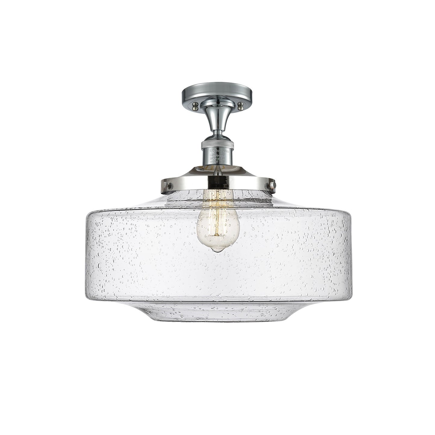 Innovations Bridgeton 16in 1-Light Semi-Flush Mount | Traditional Polished Chrome and Seedy Glass | Entryway & Hallway | 11.75 | Model 517-1CH-PC-G694-16