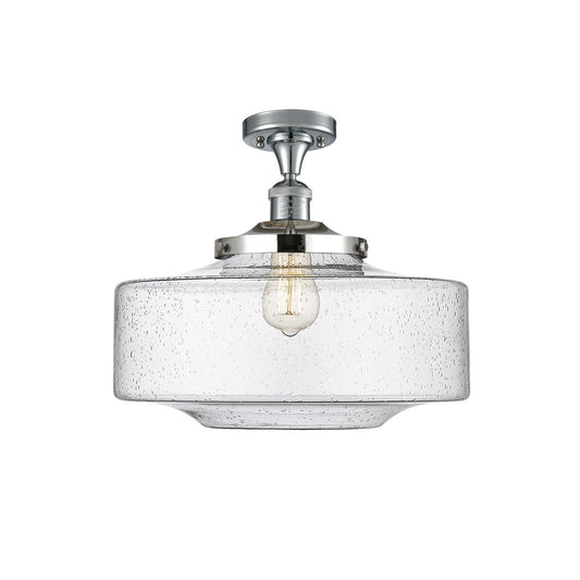 Innovations Bridgeton 16in 1-Light Semi-Flush Mount | Traditional Polished Chrome and Seedy Glass | Entryway & Hallway | 11.75 | Model 517-1CH-PC-G694-16