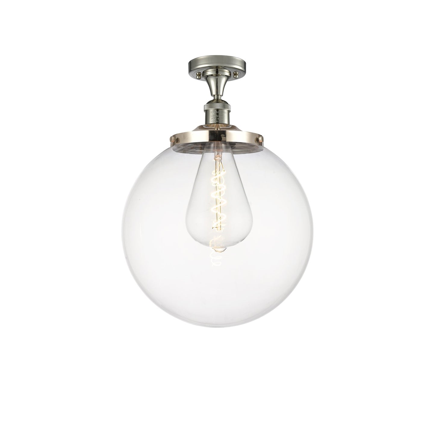 Innovations Beacon 14in 1-Light Semi-Flush Mount | Industrial Polished Nickel Steel and Clear Glass | Entryway & Hallway | 14 x | Model 517-1CH-PN-G202-14