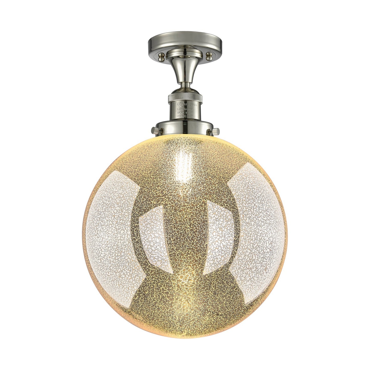 Innovations Beacon 12in 1-Light Semi-Flush Mount | Industrial Polished Nickel and Mercury Seeded Glass | Entryway & Hallway | Model 517-1CH-PN-G208-12