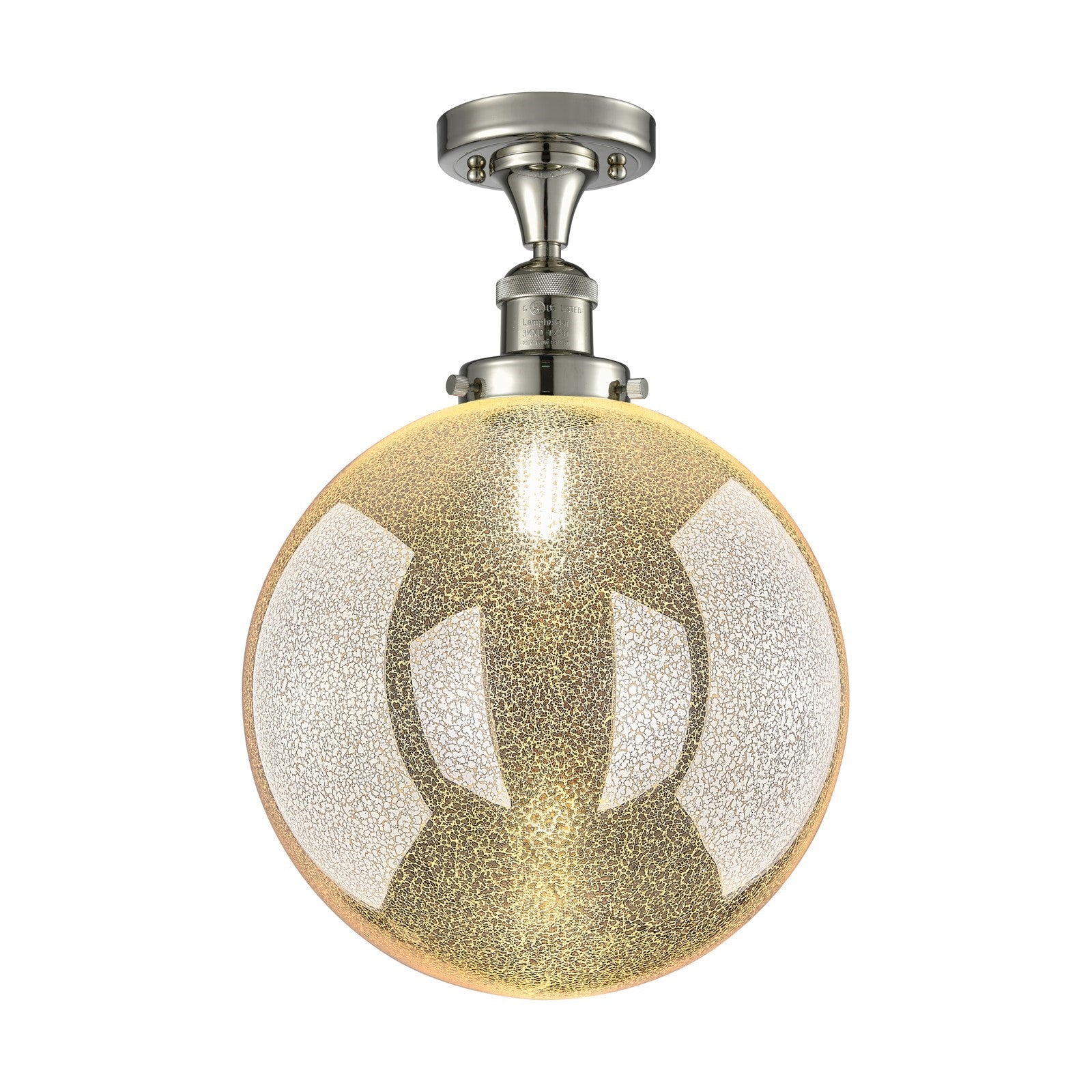 Innovations Beacon 12in 1-Light Semi-Flush Mount | Industrial Polished Nickel and Mercury Seeded Glass | Entryway & Hallway | Model 517-1CH-PN-G208-12