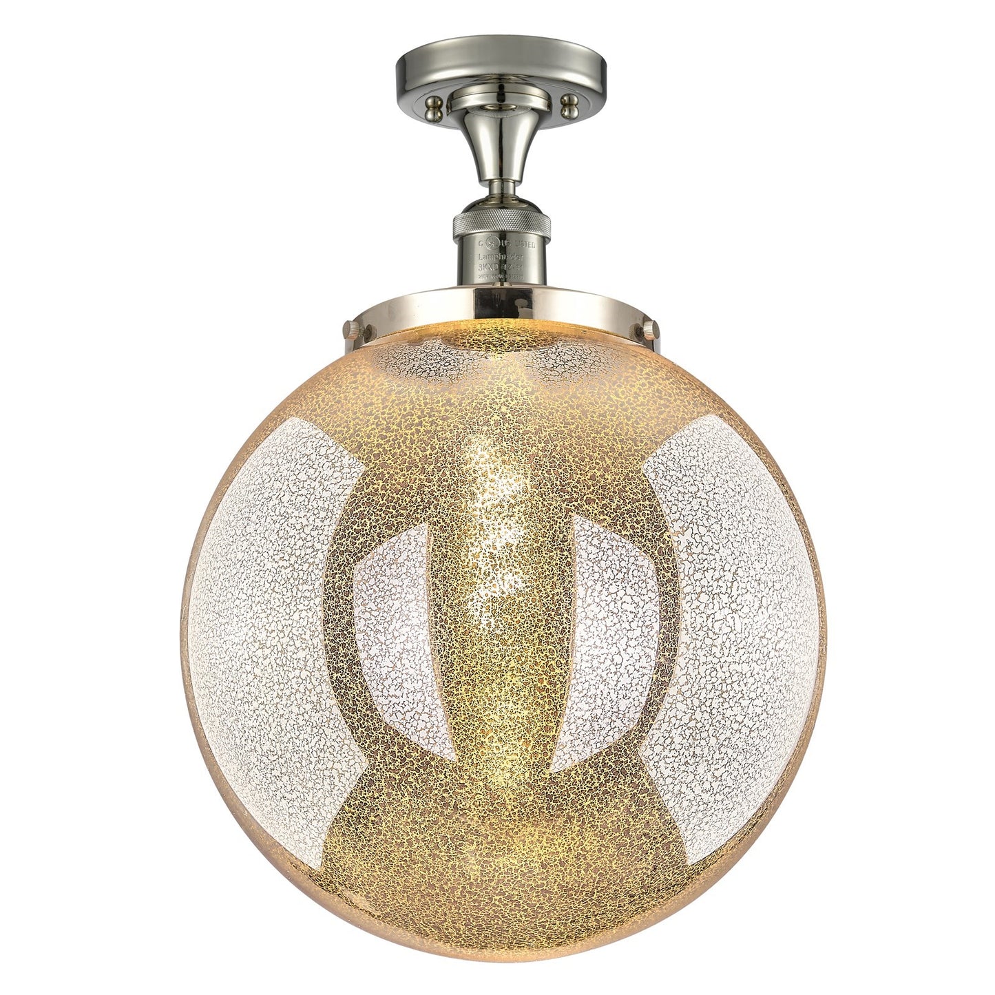 Innovations Beacon 14in 1-Light Semi-Flush Mount | Industrial Polished Nickel and Mercury Seeded Glass | Damp-Rated Entryway & | Model 517-1CH-PN-G208-14