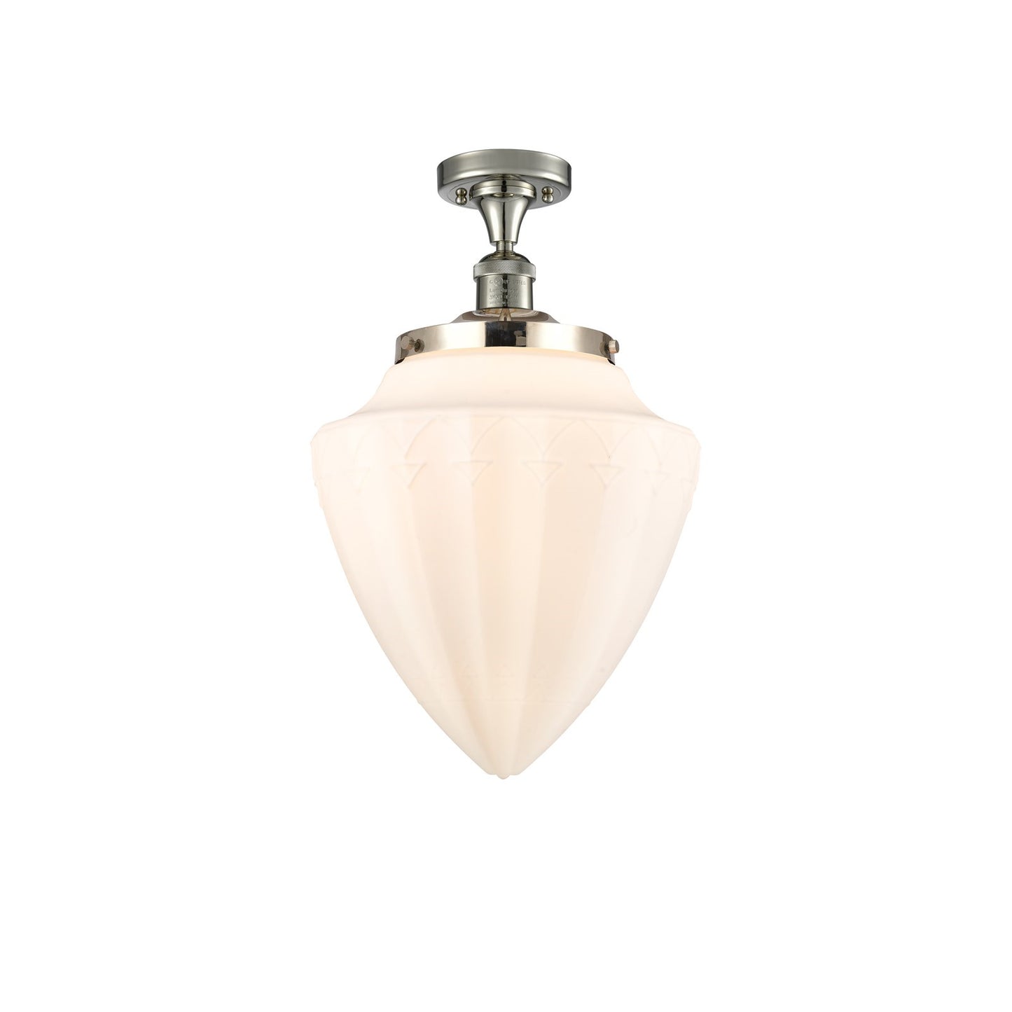 Innovations Bullet 12in 1-Light Semi-Flush | Traditional Art Deco Polished Nickel and Matte White Frosted Glass | Kitchen & | Model 517-1CH-PN-G661-12-LED
