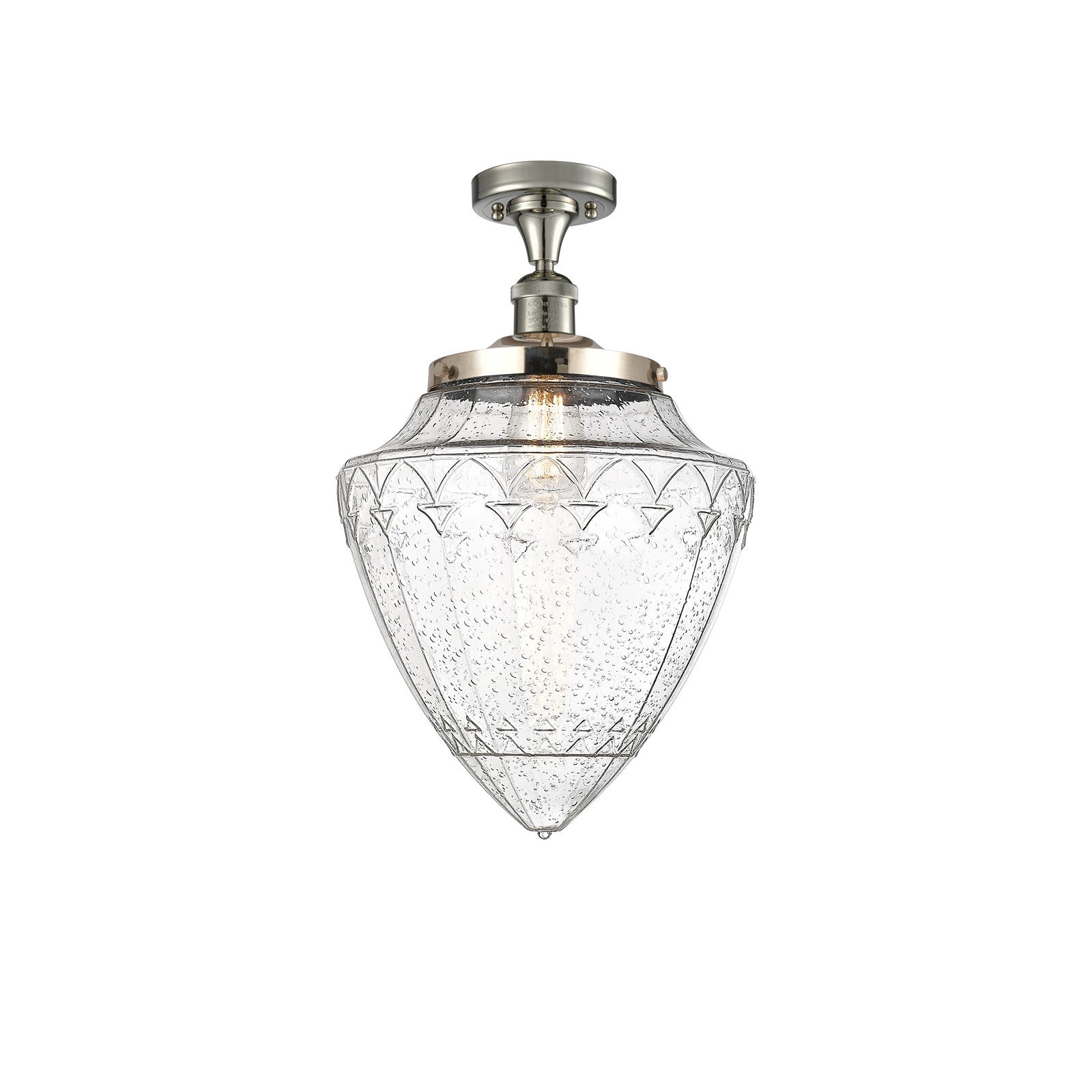 Innovations Bullet 12in 1-Light Semi-Flush | Traditional Art Deco Polished Nickel and Seedy Glass | Kitchen & Hallway | Model 517-1CH-PN-G664-12-LED