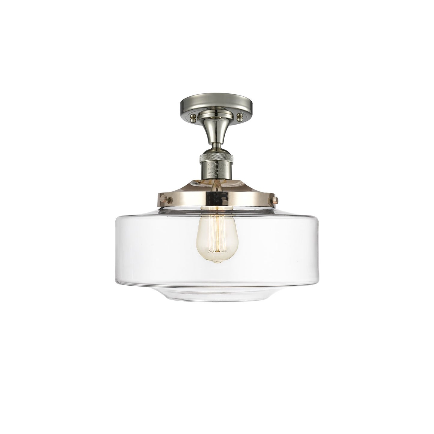 Innovations Bridgeton 12in 1-Light Semi-Flush Mount | Traditional Polished Nickel Steel and Clear Glass | Entryway & | Model 517-1CH-PN-G692-12-LED