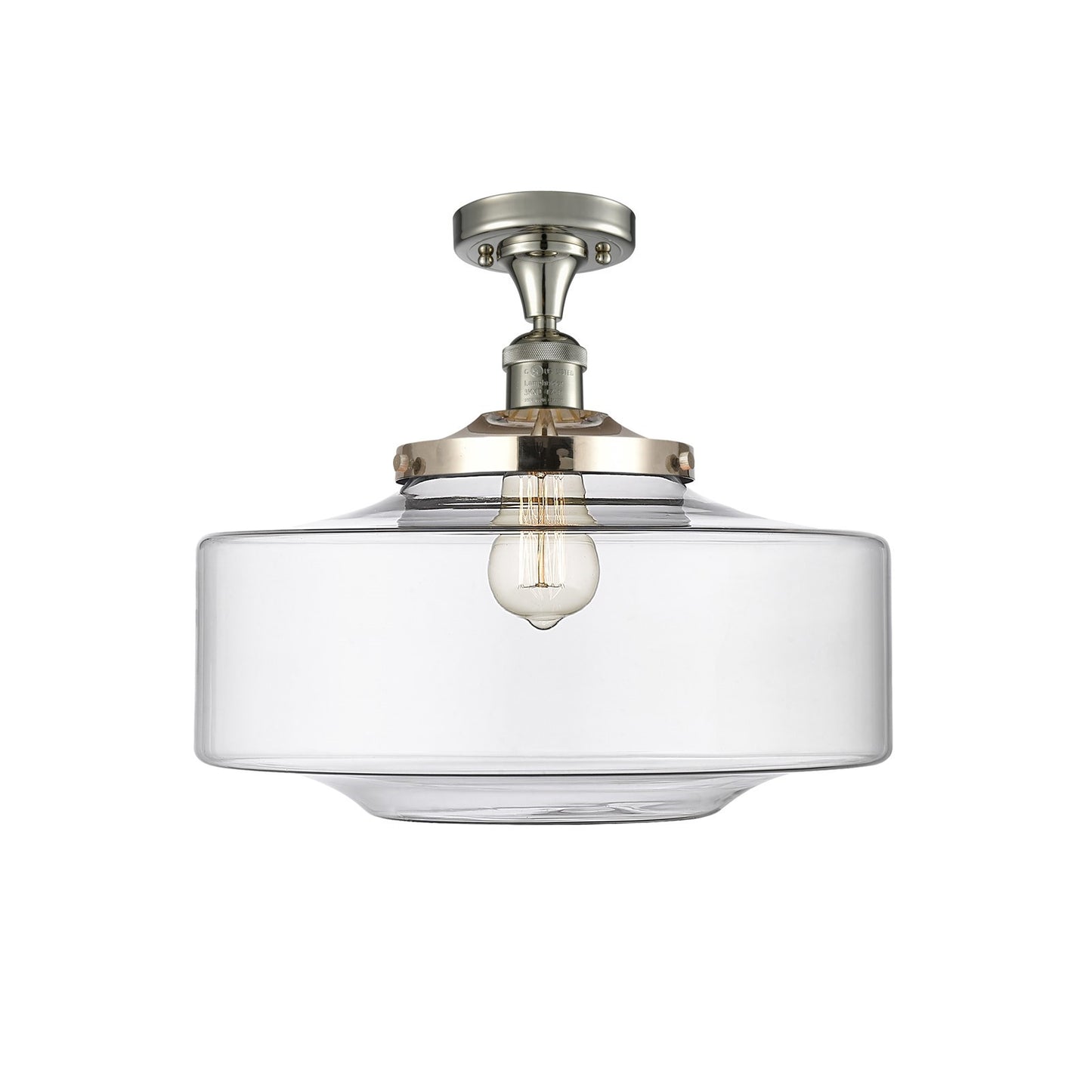 Innovations Bridgeton 16in 1-Light Semi-Flush Mount | Traditional Polished Nickel Steel and Clear Glass | Entryway & Hallway | Model 517-1CH-PN-G692-16