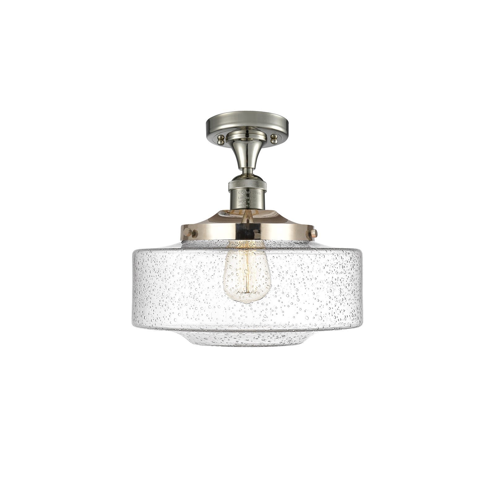 Innovations Bridgeton 12in 1-Light Semi-Flush Mount | Traditional Polished Nickel and Seedy Glass | Entryway & Hallway | 12 x | Model 517-1CH-PN-G694-12