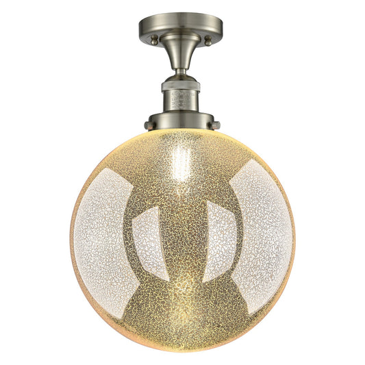 Innovations Beacon 12in 1-Light Semi-Flush Mount | Industrial Brushed Satin Nickel and Mercury Seeded Glass | Entryway & | Model 517-1CH-SN-G208-12