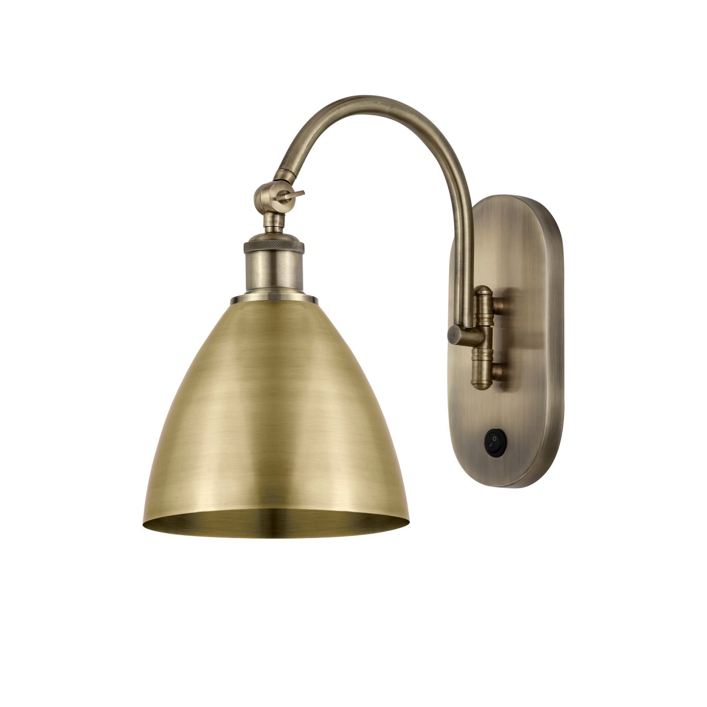Innovations Bristol 1-Light 7.5in Swing Arm Wall Sconce | Industrial Antique Brass Steel and Cast Brass with Antique Brass | Model 518-1W-AB-MBD-75-AB