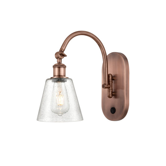 Innovations Caton 1-Light 6in Swing Arm Wall Sconce | Industrial Antique Copper Steel and Frosted Glass | Bedroom & Living Room | Model 518-1W-AC-G454