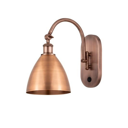 Innovations Bristol 1-Light 7.5in Swing Arm Sconce | Industrial Antique Copper Steel and Cast Brass with Antique Copper | Model 518-1W-AC-MBD-75-AC-LED