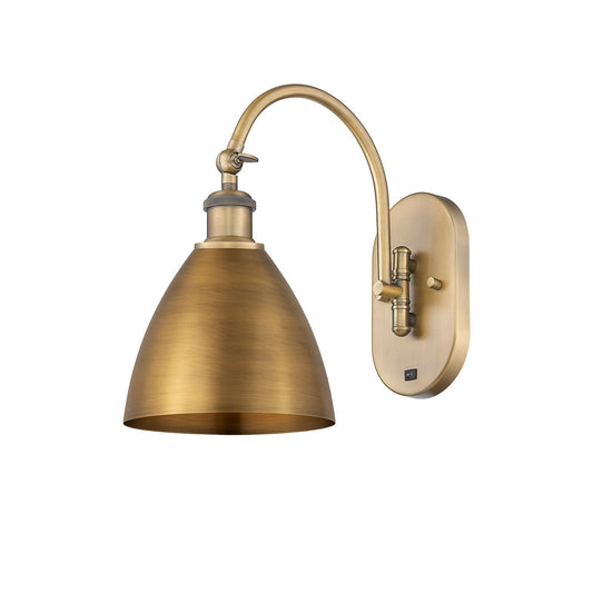 Innovations Bristol 1-Light 7.5in Swing Arm Wall Sconce | Industrial Farmhouse Brushed Brass Steel and Brushed Brass Metal | Model 518-1W-BB-MBD-75-BB-LED