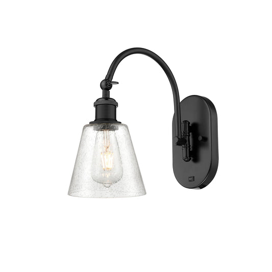 Innovations Caton 1-Light 6in Swing Arm Sconce | Industrial Matte Black Steel and Frosted Glass | Bedroom & Hallway Accent Light | Model 518-1W-BK-G454