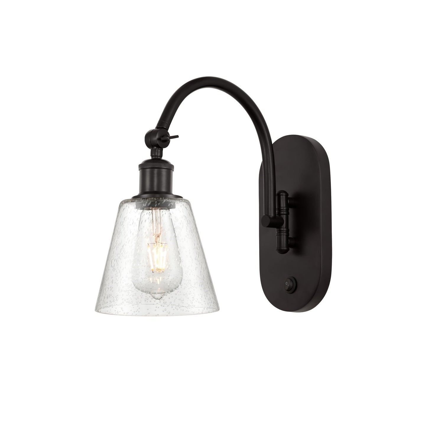Innovations Caton 6in 1-Light Swing Arm Sconce | Industrial Oil Rubbed Bronze Steel and Frosted Glass | Bedroom & Living Room | Model 518-1W-OB-G454