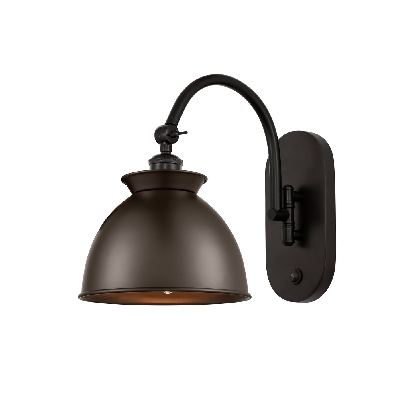 Innovations Adirondack 8in 1-Light Swing Arm Sconce | Industrial Oil Rubbed Bronze Steel and Cast Brass with Metal Shade | Model 518-1W-OB-M14-OB-LED