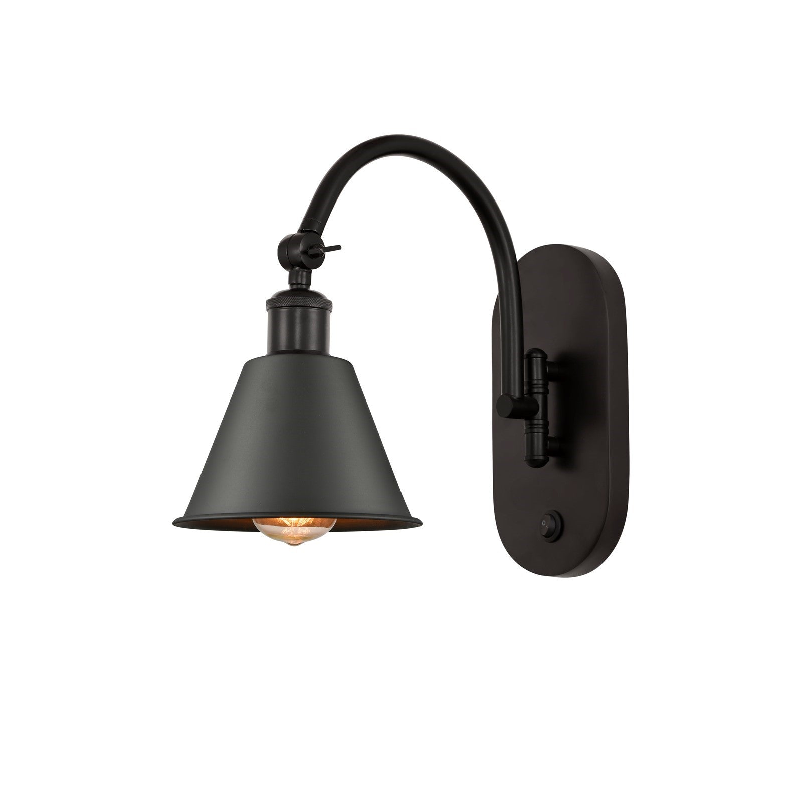 Innovations Smithfield 1-Light Swing Arm Wall Sconce | Industrial Oil Rubbed Bronze Steel and Cast Brass | Bedroom & Living Room | Model 518-1W-OB-M8