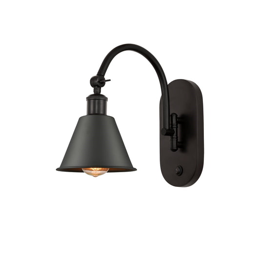 Innovations Smithfield 1-Light Swing Arm Wall Sconce | Industrial Oil Rubbed Bronze Steel and Cast Brass | Bedroom & Living Room | Model 518-1W-OB-M8