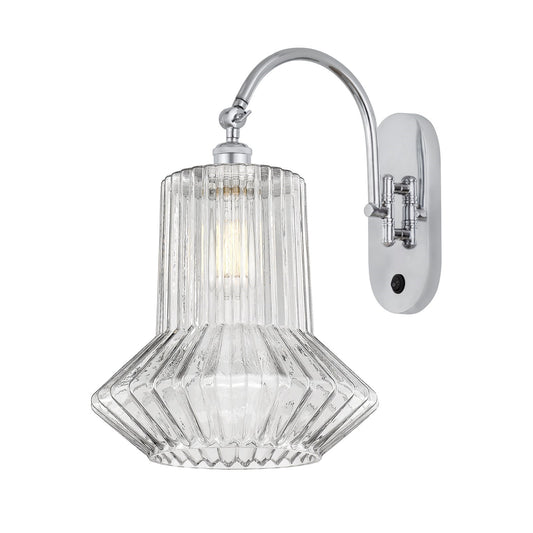 Innovations Springwater 12in 1-Light Swing Arm Lamp | Art Nouveau Polished Chrome and Clear Fluted Glass | Bedroom & Hallway Accent | Model 518-1W-PC-G212
