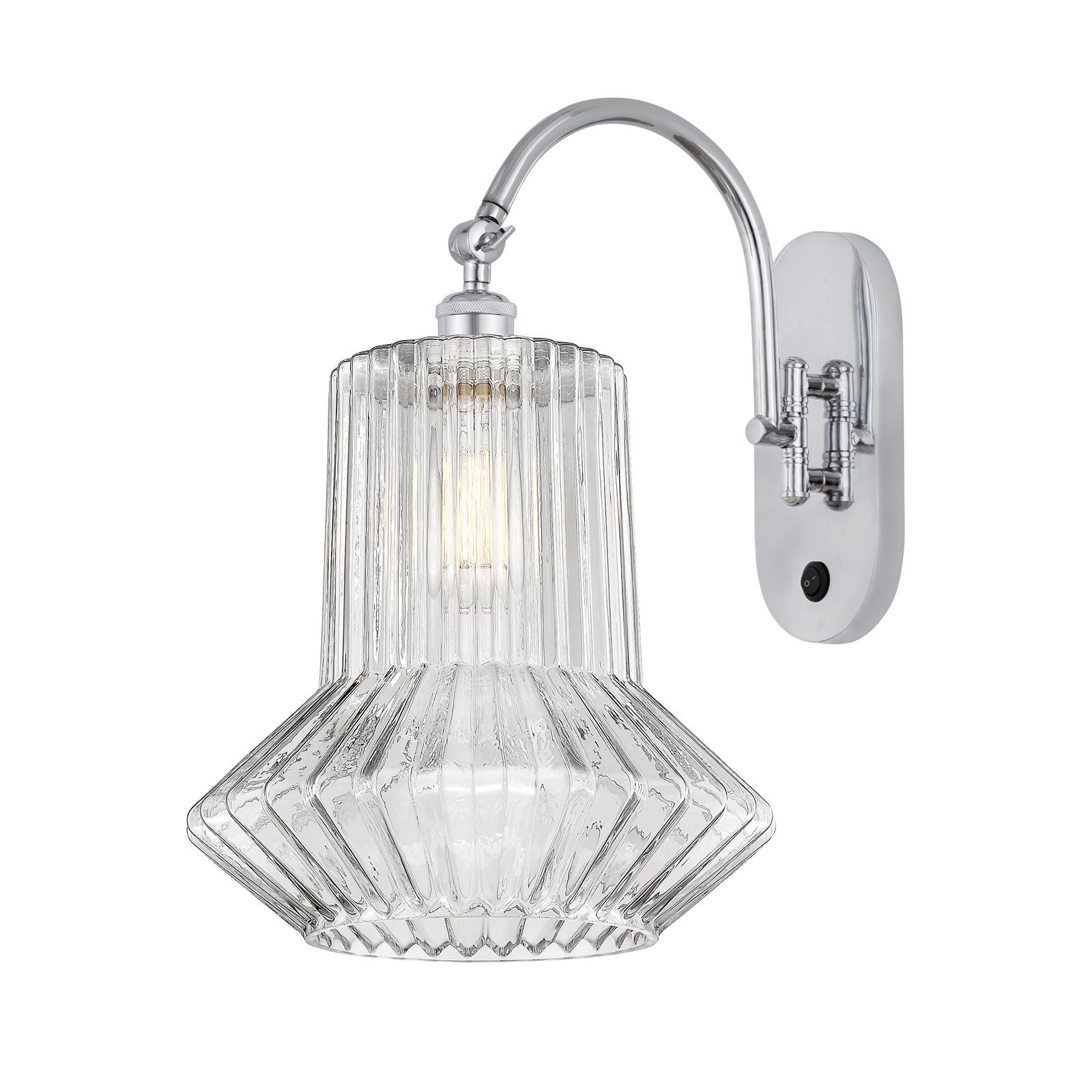 Innovations Springwater 12in 1-Light Swing Arm Lamp | Art Nouveau Polished Chrome and Clear Fluted Glass | Bedroom & Hallway Accent | Model 518-1W-PC-G212