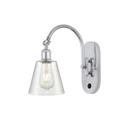 Innovations Caton 6in 1-Light Swing Arm | Industrial Polished Chrome and Frosted Glass | Bedroom & Living Room Reading Light | 6 x | Model 518-1W-PC-G454