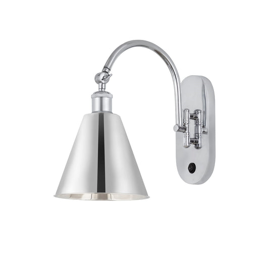 Innovations Berkshire 8in 1-Light Swing Arm Lamp | Industrial Polished Chrome Steel and Cast Brass with Polished Chrome | Model 518-1W-PC-MBC-8-PC-LED