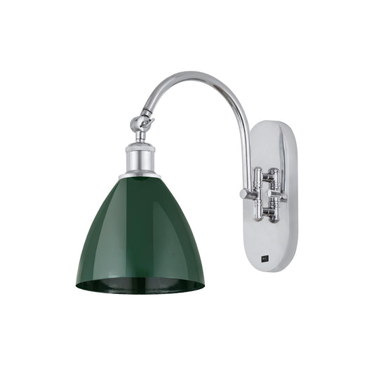 Innovations Plymouth 1-Light 7.5in Swing Arm Lamp | Industrial Farmhouse Polished Chrome and Matte Green Metal Shade | Model 518-1W-PC-MBD-75-GR-LED