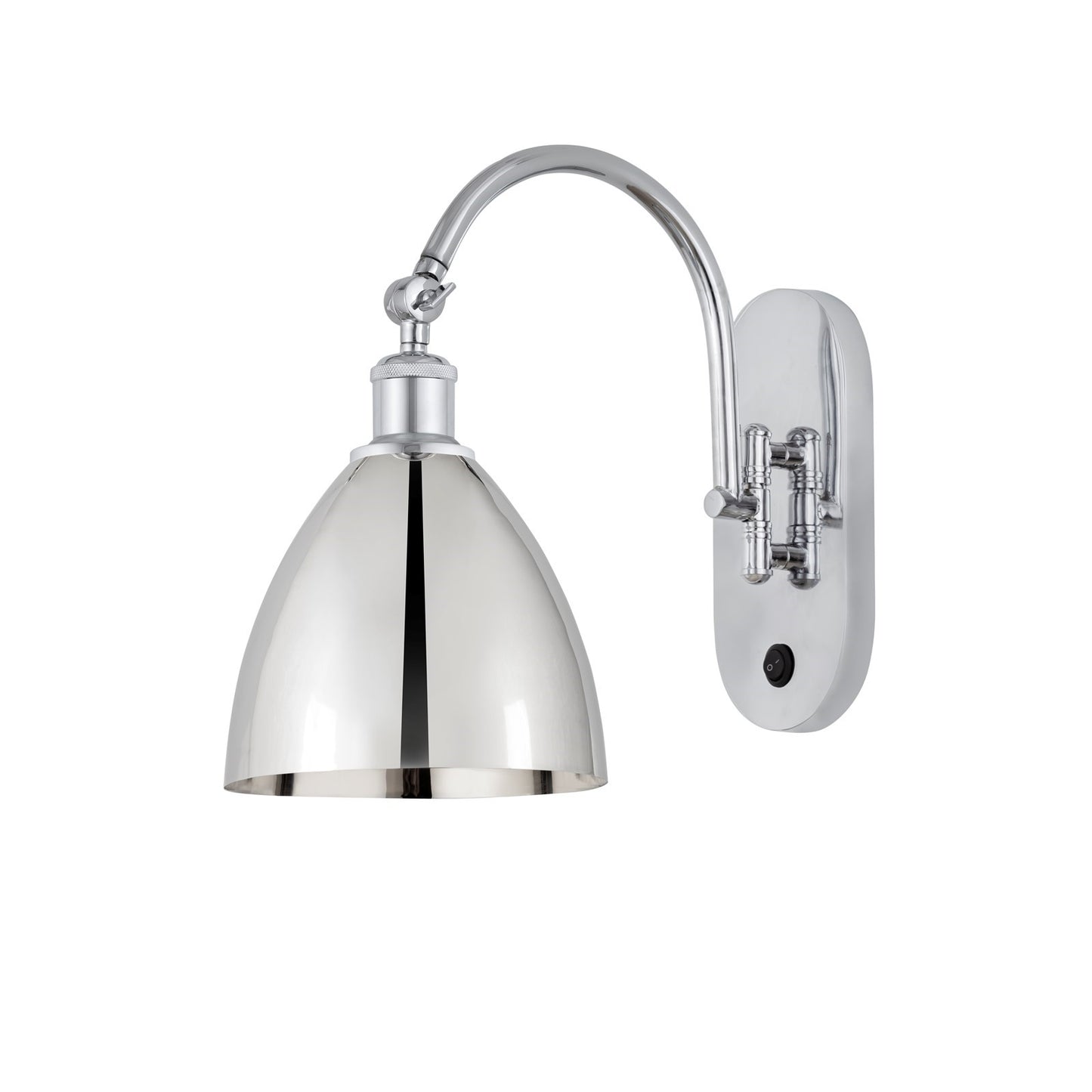 Innovations Bristol 1-Light 8in Swing Arm Wall Sconce | Industrial Farmhouse Polished Chrome Steel and Metal Shade | Bedroom & | Model 518-1W-PC-MBD-75-PC