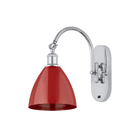Innovations Plymouth 1-Light 7.5in Swing Arm Lamp | Industrial Farmhouse Polished Chrome and Matte Red Metal Shade | Model 518-1W-PC-MBD-75-RD-LED