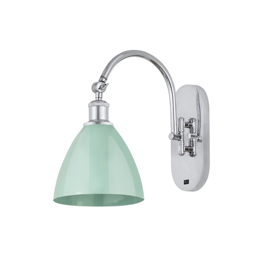 Innovations Plymouth 1-Light 7.5in Swing Arm Lamp | Industrial Farmhouse Polished Chrome and Matte Seafoam Metal Shade | Model 518-1W-PC-MBD-75-SF-LED