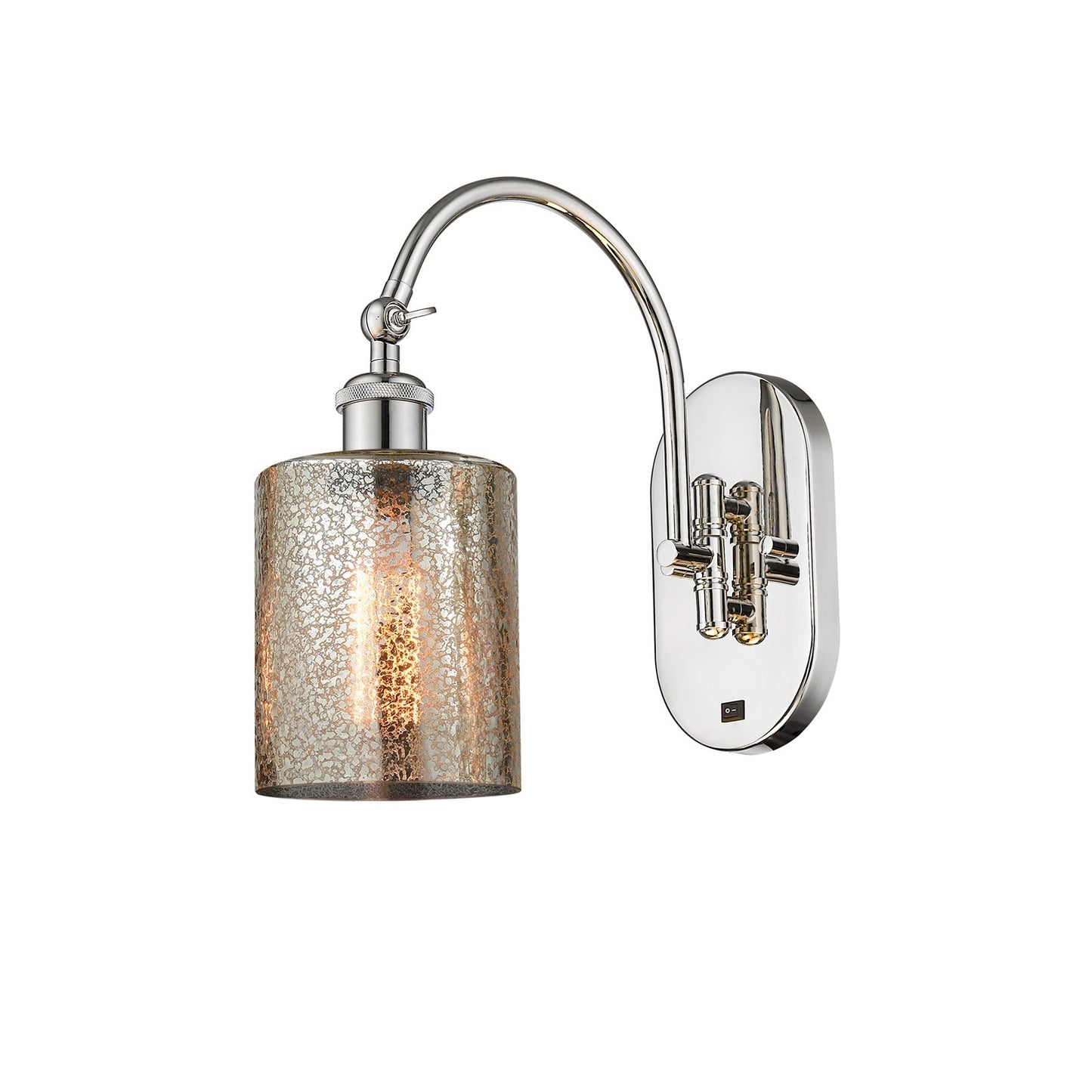 Innovations Cobbleskill 5in 1-Light Swing Arm Wall Sconce | Industrial Polished Nickel and Mercury Glass | Bedroom & Living Room | Model 518-1W-PN-G116
