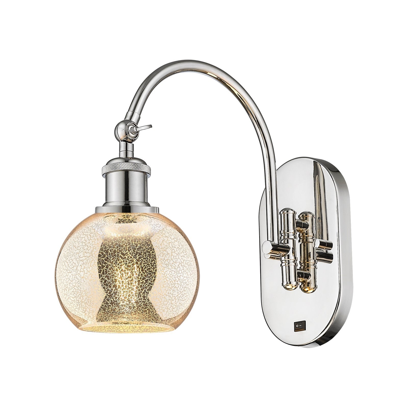 Innovations Athens 6in 1-Light Swing Arm Sconce | Industrial Polished Nickel and Mercury Glass | Bedroom & Living Room Reading | Model 518-1W-PN-G128-6