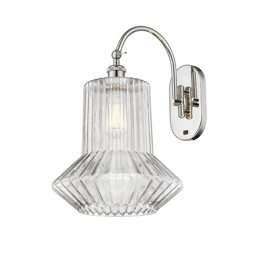 Innovations Springwater 12in 1-Light Swing Arm Lamp | Art Nouveau Polished Nickel and Clear Fluted Glass | Bedroom & Living Room | Model 518-1W-PN-G212