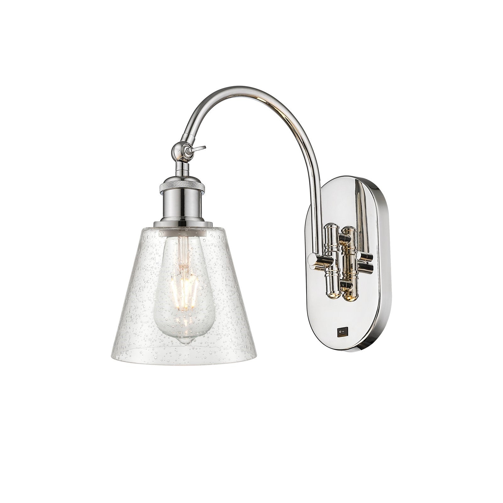 Innovations Caton 6in 1-Light Swing Arm Sconce | Art Nouveau Industrial Polished Nickel and Frosted Glass | Bedroom & Living Room | Model 518-1W-PN-G454