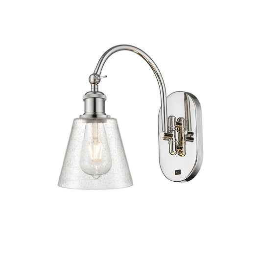 Innovations Caton 6in 1-Light Swing Arm Sconce | Art Nouveau Industrial Polished Nickel and Frosted Glass | Bedroom & Living Room | Model 518-1W-PN-G454