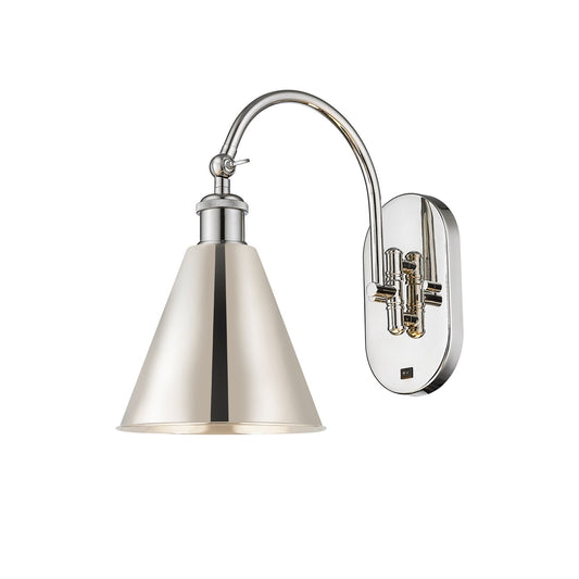 Innovations Berkshire 8in 1-Light Swing Arm Sconce | Industrial Farmhouse Polished Nickel Steel and Cast Brass with Polished | Model 518-1W-PN-MBC-8-PN