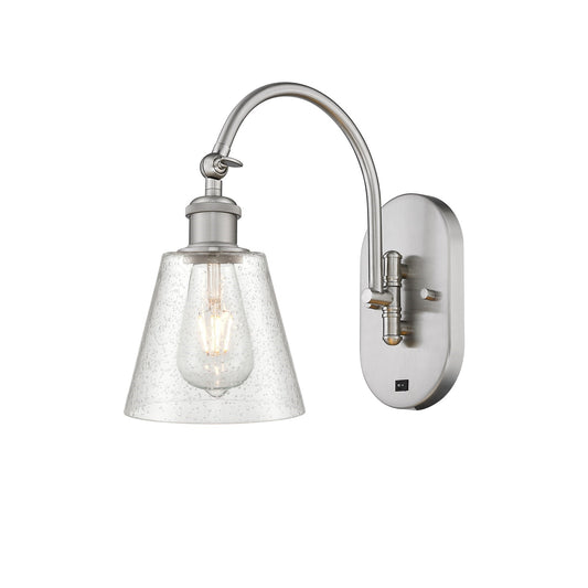 Innovations Caton 6in 1-Light Swing Arm Lamp | Industrial Brushed Satin Nickel Steel and Frosted Glass | Bedroom & Living Room | Model 518-1W-SN-G454