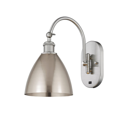 Innovations Bristol 7.5in 1-Light Swing Arm Lamp | Industrial Farmhouse Brushed Satin Nickel Steel and Cast Brass with | Model 518-1W-SN-MBD-75-SN-LED