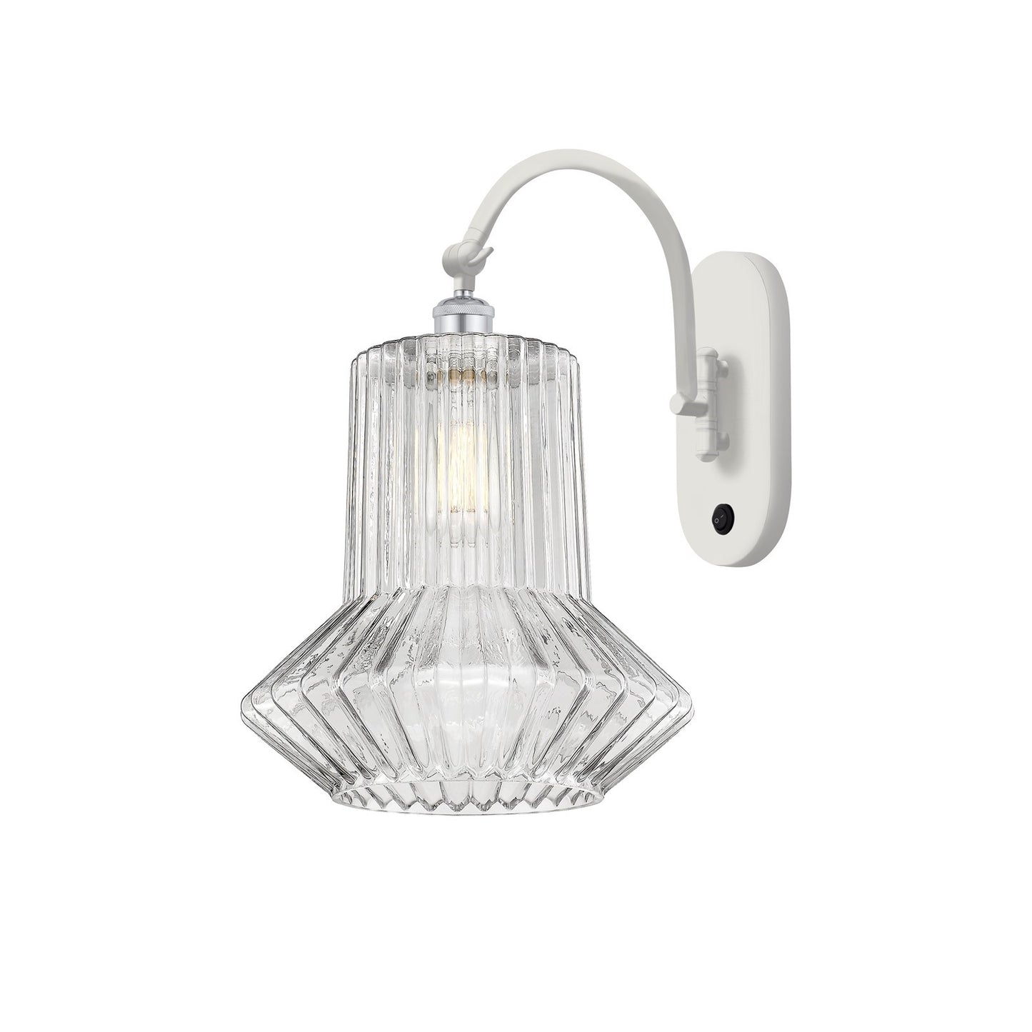 Innovations Springwater 12in 1-Light Swing Arm Sconce | Art Nouveau White Polished Chrome and Clear Fluted Glass | Bedroom & | Model 518-1W-WPC-G212