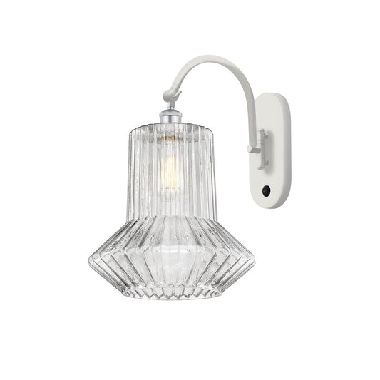 Innovations Springwater 12in 1-Light Swing Arm Sconce | Art Nouveau White Polished Chrome and Clear Fluted Glass | Bedroom & | Model 518-1W-WPC-G212