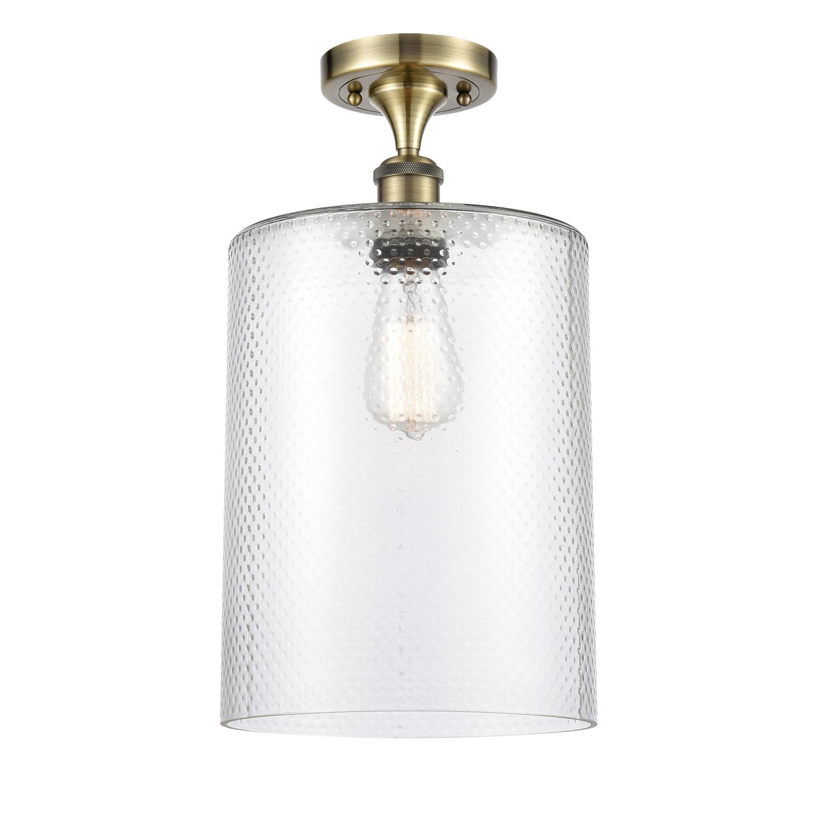 Innovations Cobbleskill 9in 1-Light Semi-Flush Mount | Industrial Antique Brass Steel and Clear Glass | Entryway & Hallway | 9 x | Model 616-1F-AB-G112-L