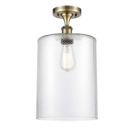 Innovations Cobbleskill 9in 1-Light Semi-Flush Mount | Industrial Antique Brass Steel and Clear Glass | Entryway & Hallway | 9 x | Model 616-1F-AB-G112-L