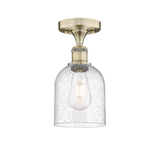 Innovations Bella 6in 1-Light Semi-Flush Mount | Industrial Antique Brass Steel and Seedy Glass | Entryway & Hallway | Model 616-1F-AB-G558-6SDY