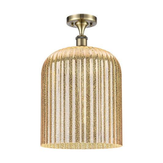 Innovations Bridal Veil 5in 1-Light Semi-Flush Mount | Art Nouveau Industrial Antique Brass and Mercury Ribbed Glass | Model 616-1F-AB-G559-12ME