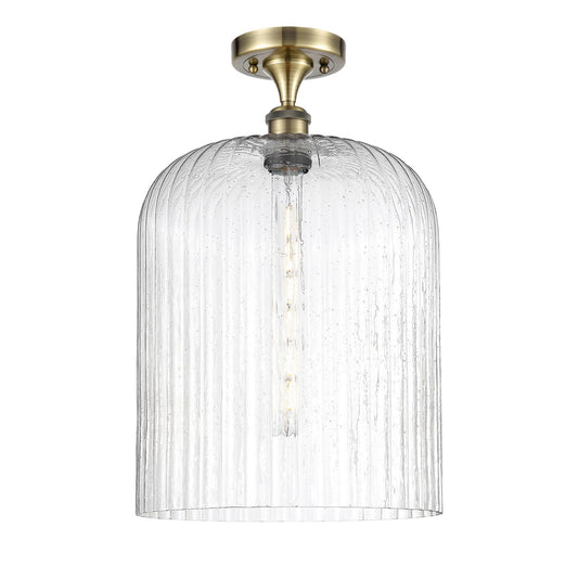 Innovations Bridal Veil 5in 1-Light Semi-Flush Mount | Art Nouveau Antique Brass Steel and Seedy Bell Glass | Entryway & | Model 616-1F-AB-G559-12SDY